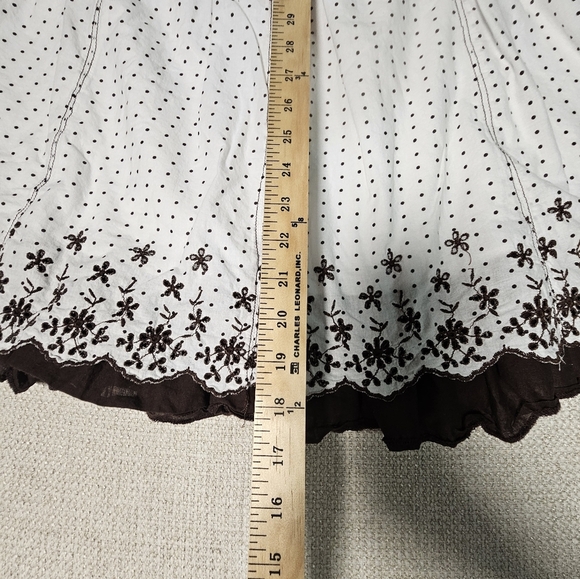 Joe Benbasset White Brown Floral Embroidered Lined Babydoll Skirt SM - Picture 6 of 11
